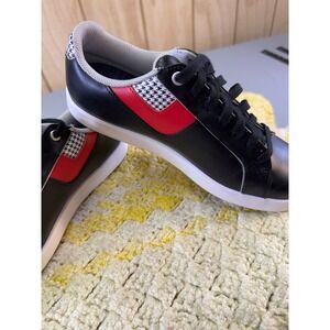 FootJoy MyJoys Mens Golf Shoes Black Red Houndstooth Spikeless Sneakers 8.5 M